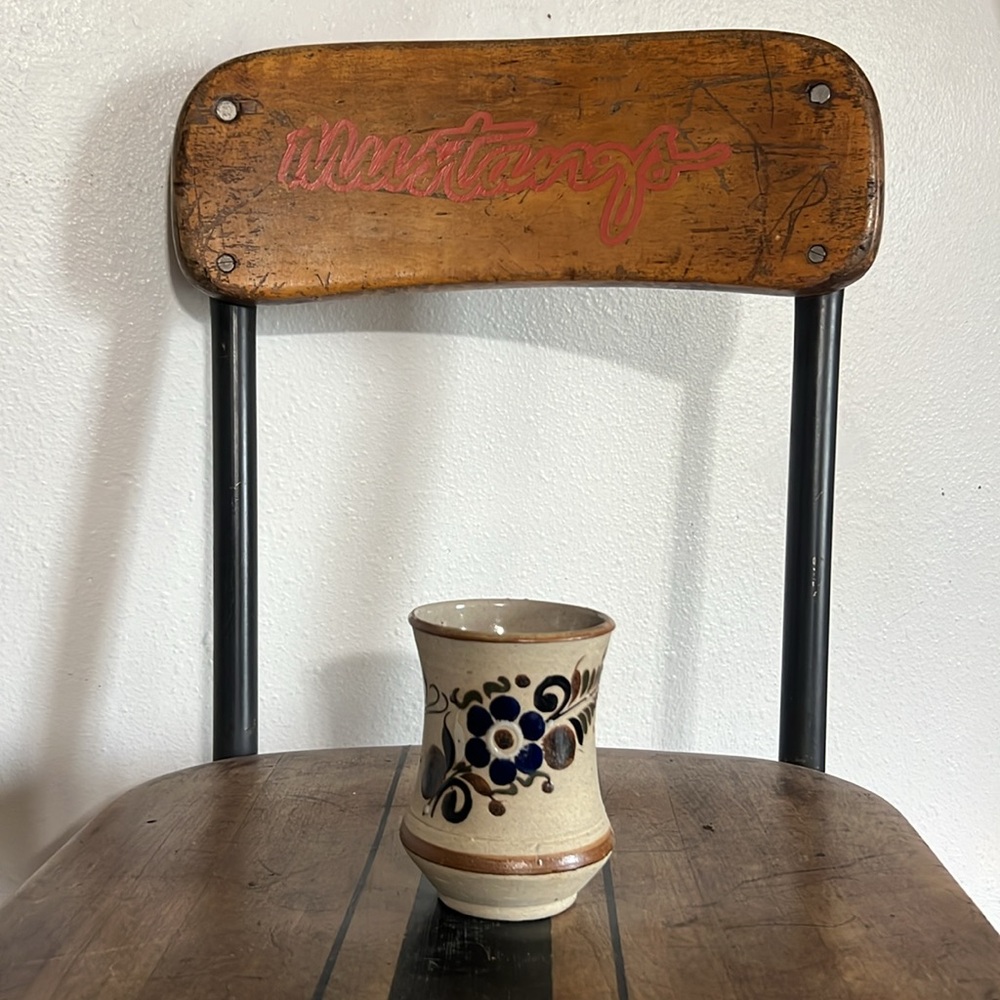Handmade Pottery Coffee Mug With Floral And Butterfly Glaze Artwork
